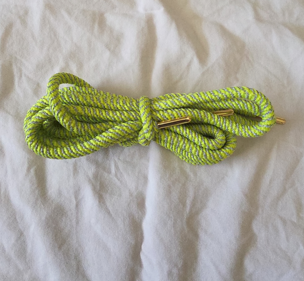 Reflective Neon Yellow Men’s Shoelaces with Gold Aglets